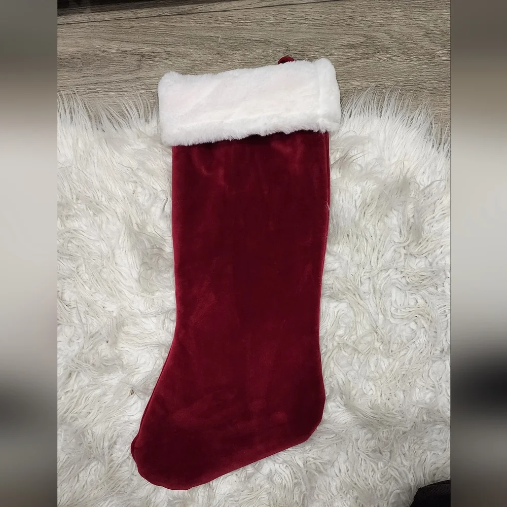 Christmas Stocking with White Embroidered "M" - Picture 8 of 8